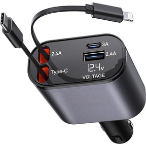 4-In-1 Retractable Car Charger-120W