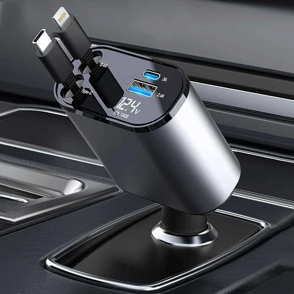 4-In-1 Retractable Car Charger-120W