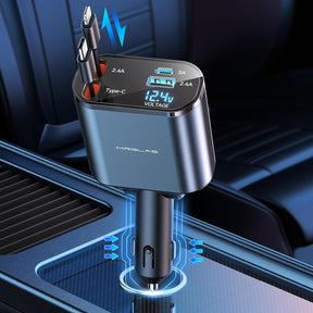 4-In-1 Retractable Car Charger-120W