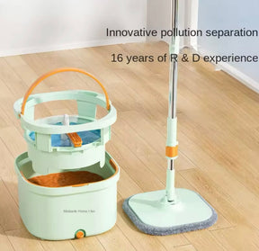 Automatic Spin Mop, Household Floor Cleaning Microfibre Pads Mop, Mop And Bucket Dual Use Flat Mop Set