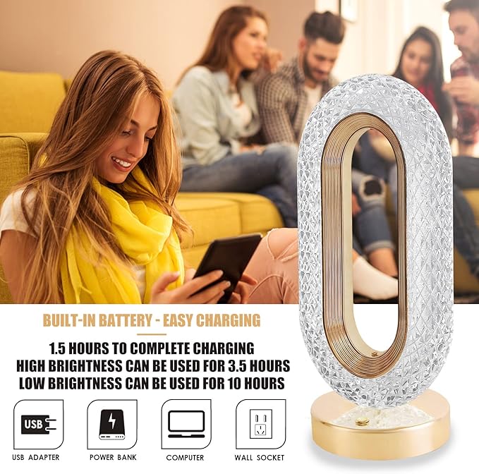 Touch Control LED Crystal Table Lamp